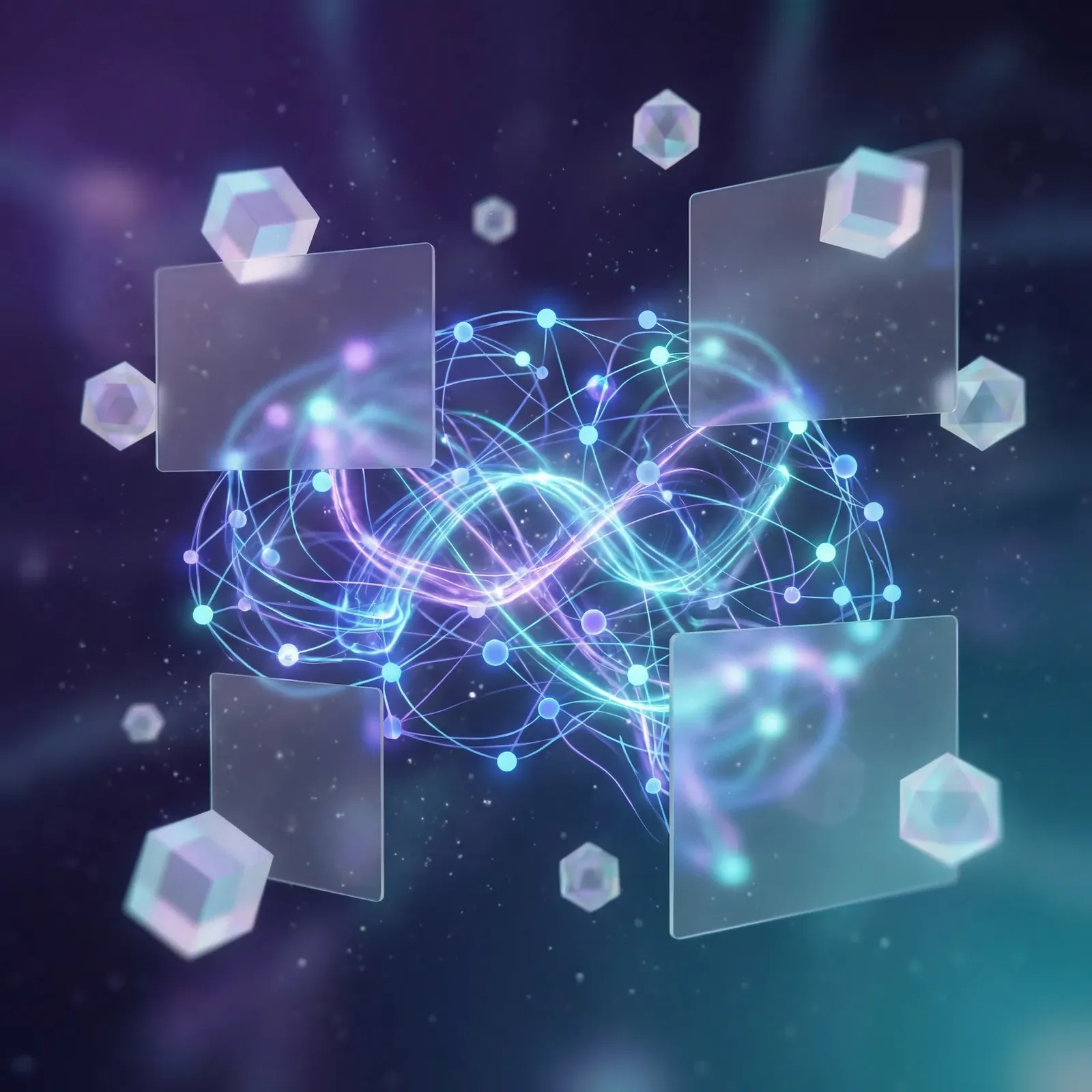 Abstrakte Illustration zu künstlicher Intelligenz mit Glasflächen