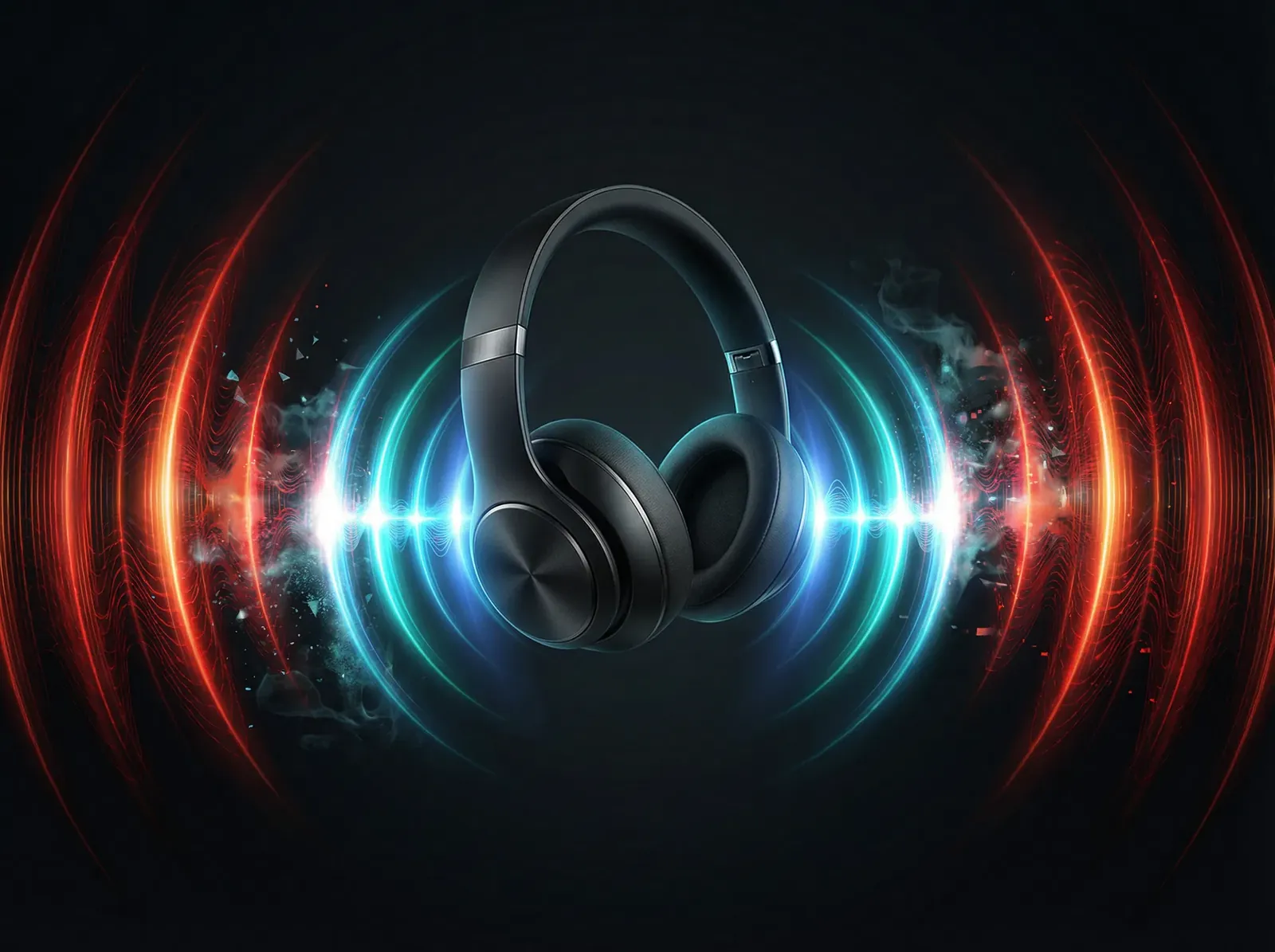 Headset mit grafisch dargestellten Schallwellen