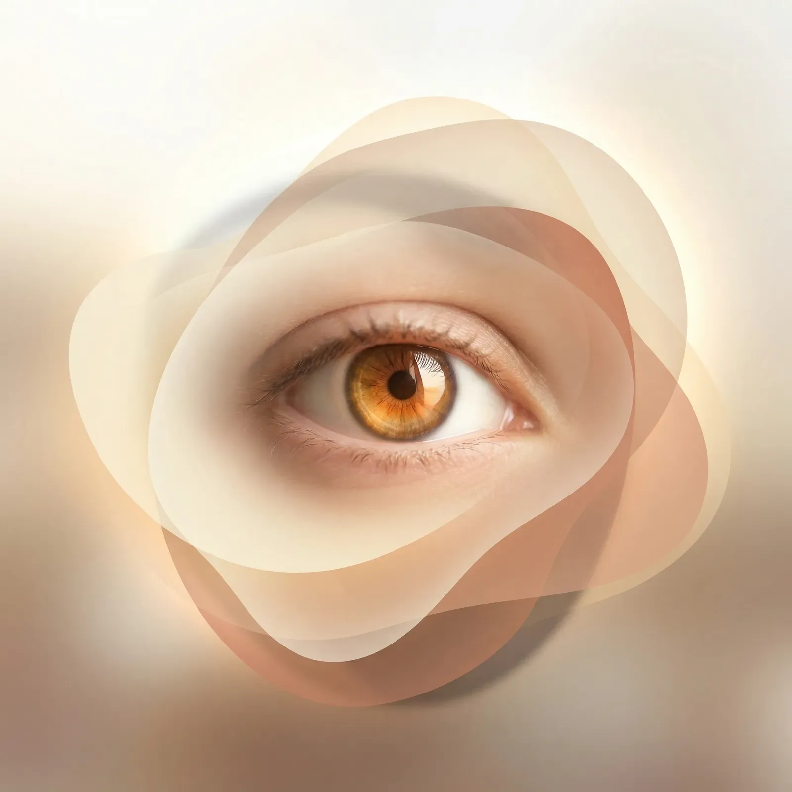 Illustration eines Auges mit weichen Farbflächen